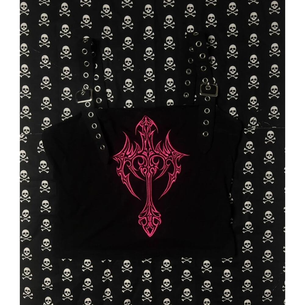 Dollskill / Widow Pink Cross Grommet Tank Top